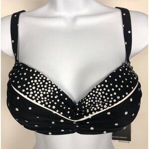 Coco Reef Bikini Top Women Size 32 34 DD Black White Polka Dots Padded New w Tag